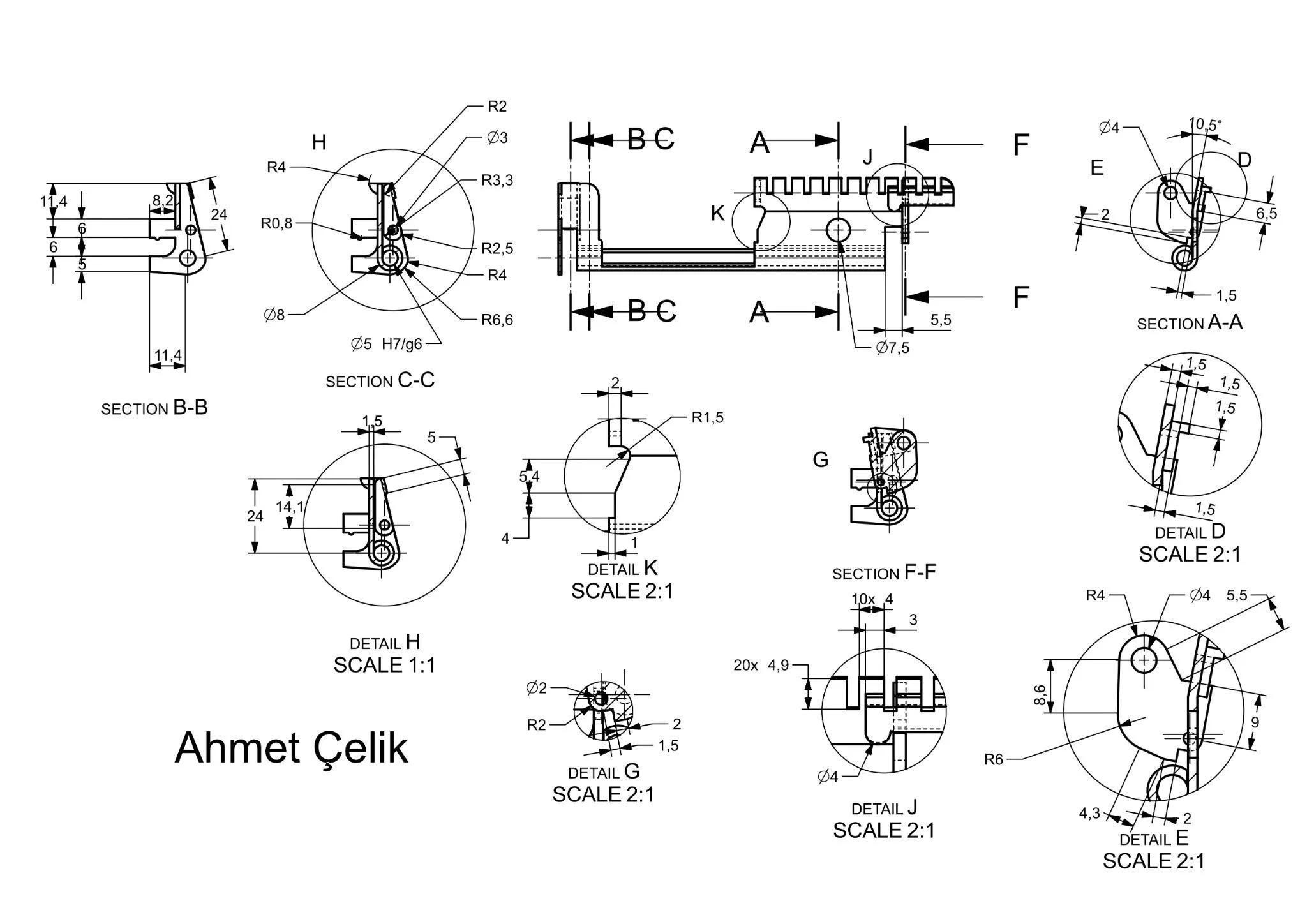 Dimensioned engineering drawing of the sliding quotient coupling